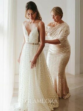 Sheath Column Scoop Half Sleeve Floor Length Sequins Mother of the Bride Dress
